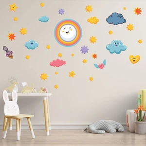 Echo Home Sevimli Bulutlar Gökkuşağı ve Yıldızlar Duvar Sticker Seti