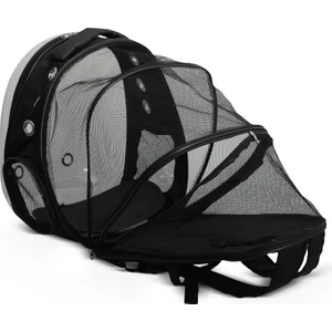 Miapet Şeffaf Fileli Astronot Kedi Köpek Taşıma Çantası 42X22X33 cm Siyah