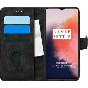 Oneplus 7t Kılıf Fabric Book Wallet Siyah