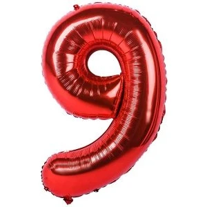 Parti Sürprizi Kırmızı 9 Rakam Folyo Balon 100 cm