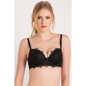 Magic Form 4592 Kadın Siyah Brode Dantelli Çıkarılabilir Dolgulu Süngerli Push-Up Sütyen