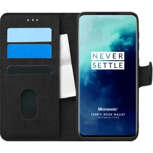 Oneplus 7t Pro Kılıf Fabric Book Wallet Siyah