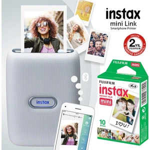 Instax Mini Link Beyaz Akıllı Telefon Yazıcısı ve 10'lu Mini Film