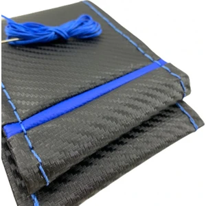 Ayz Oto Aksesuar Renault  R 19 Dikmeli Direksiyon Kılıfı  Özel Carbon Desenli ( Mavi Dikişli )