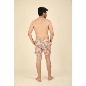 The Fons Turuncu Zemin Yaprak Desenli Erkek Mayo Şort