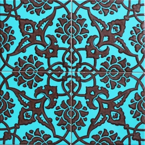 Kütahya Çini Yapı Tasarım  AC83TUR-KAHVE 20X20 cm 4 Adet Çini Karo