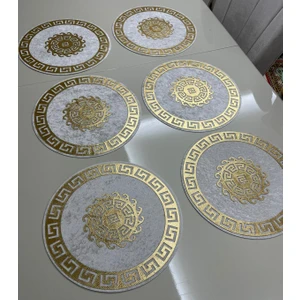 Amerikan Servis -( Suppla - Zigon Örtüsü )- Kadife - Krem-Gold - 6'lı
