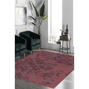 Cappio Halı Bordo Çapraz Desen Eskitme Halı Makinede Yıkanabilir