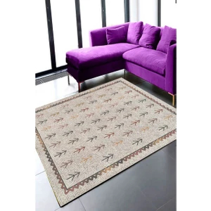 Cappio Halı Kilim Desenli Krem Halı Makinede Yıkanabilir