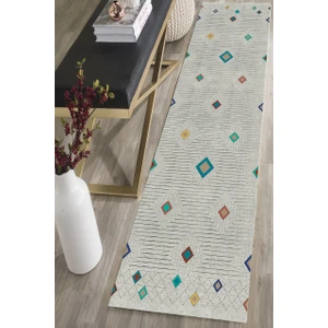 Cappio Halı Çizgili Krem Kilim Desenli Halı Makinede Yıkanabilir