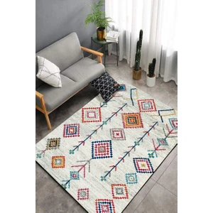 Cappio Halı Kare Motifli Modern Halı Makinede Yıkanabilir
