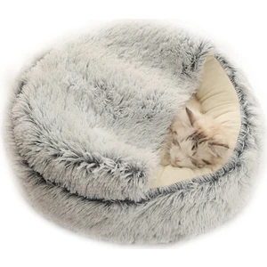2-In-1 Yuvarlak Peluş Pet Kedi Köpek Çekyat Kış Sıcak(Yurt Dışından)
