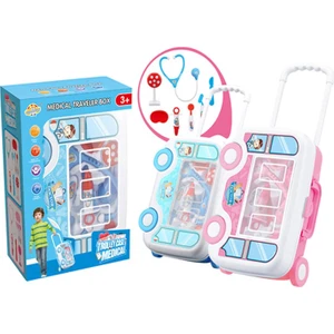 Baby Londy Çek Çek Çantalı 7 Parçalı Eğitici Doktor Oyun Seti Pembe