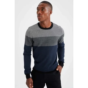 Slim Fit Blok Desenli Triko Kazak R8975AZ20WN