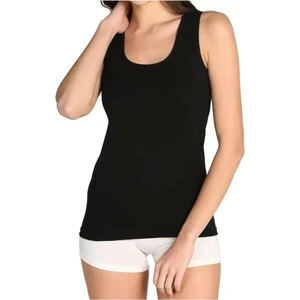 10 Adet Siyah Renk Ribana Kalın Askılı Atlet