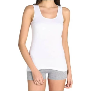 10 Adet Beyaz Renk Ribana Kalın Askılı Atlet