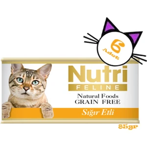 Nutri Feline Sığır Etli Tahılsız 85gr Nutri Yaş Kedi Maması 6 Adet