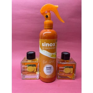 Sino x  2'li Bambu Çubuklu Ananas Ofis Banyo Kokusu ve 350  ml Mango Kavun Oda Spreyi 2 x 120  ml