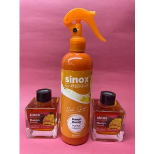 Sino x  2'li Bambu Çubuklu Mangoofis Banyo Kokusu ve 350  ml Mango Kavun Oda Spreyi 2 x 120  ml