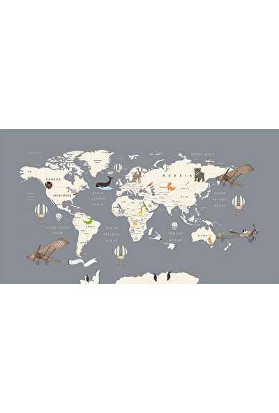 Özen Duvar Kağıdı Çocuk Odası Duvar Kağıdı Eğitici Dünya Haritası