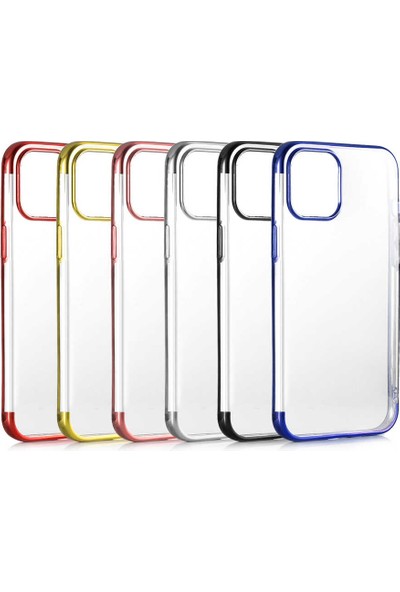 Roaks Aksesuar Apple iPhone 12 Pro Max Kılıf Soft Dört Köşesi Renkli Lazer Silikon Nikelaj Gold