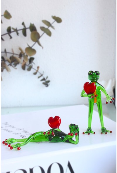 Adamodart Aşık Kurbağalar 2'li Cam Biblo Set
