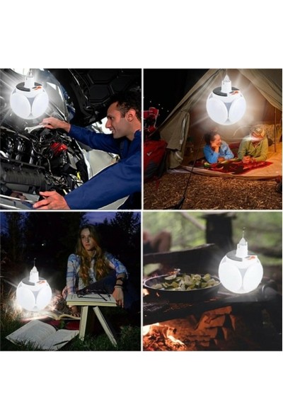 Dream Plus Solar Güneş Enerjili ve USB Şarjlı 5 Kanatlı Bahçe Aydınlatma LED Askılı Pratik Kamp Lambası