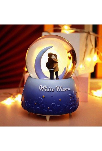 Şifainur Şifa-i Nur Büyük Boy Beyaz Ay Kış Masalı Kar Küresi Müzikli Işıklı Otomatik Püskürtmeli+Pil