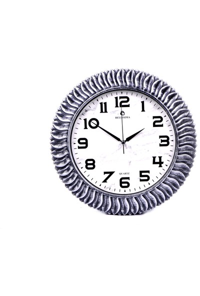 Bellisima Eskitme Gümüş 35 x 35 cm Dekoratif Sessiz Duvar Saati