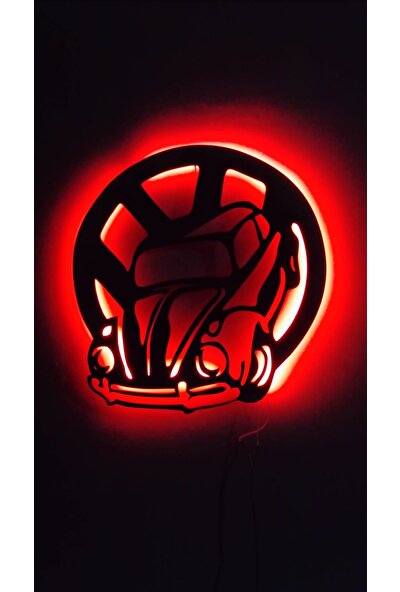 Kırmızı Beyaz Tasarım Vosvos Dekor LED Işıklı Tablo
