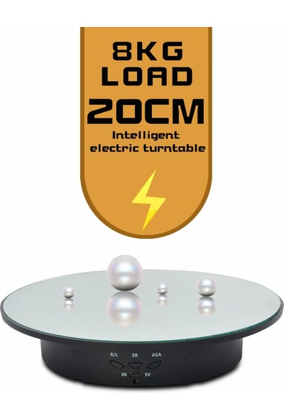 ZSZH 20CM USB Elektrik Döner Turntable Ekran Standı - Siyah (Yurt Dışından)