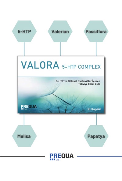 Valora 5-HTP Complex - 5-HTP, Valerian, Passiflora, Melisa ve Papatya İçeren Takviye Edici Gıda
