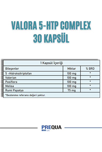 2 x Valora 5-HTP Complex - 5-HTP, Valerian, Passiflora, Melisa ve Papatya İçeren Takviye Edici Gıda
