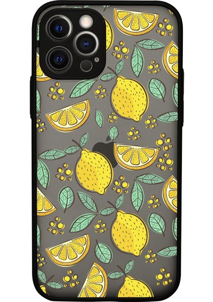 iPhone 12 Pro Kamera Lens Korumalı Limon Desenli Lüx Telefon Kılıfı