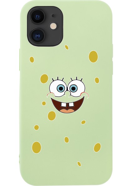 iPhone 12 Sponge Bob Tasarımlı Sarı Telefon Kılıfı