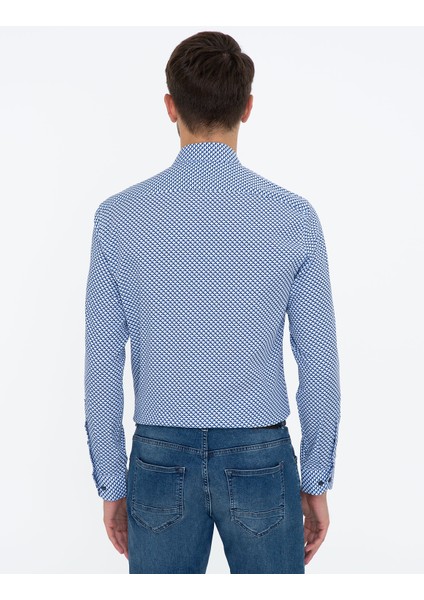 Erkek Lacivert Slim Fit Uzun Kollu Gömlek 50238724-VR033 modelleri
