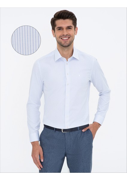 Erkek Açık Mavi Slim Fit Uzun Kollu Gömlek 50238757-VR003