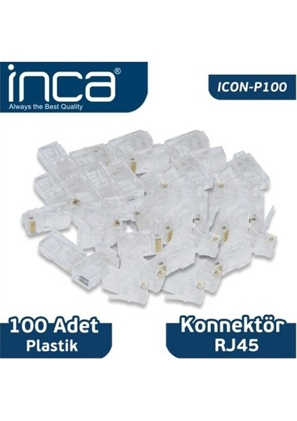 Cat5 Utp ICON-P100 RJ45 100LÜ Paket Plastik Konnektör