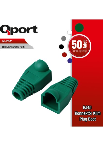 Q-P5Y 50'li Yeşil RJ45 Kılıfı