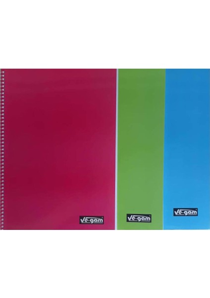 Ve-Gam A4 Spiralli Çizgili Defter 120 Yaprak 3'lü