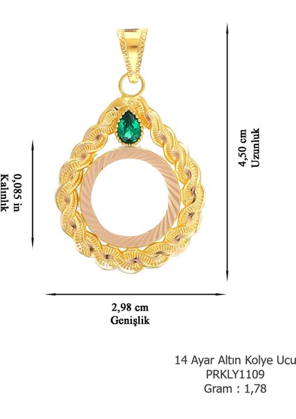 Kadın 14 Ayar Altın Taşlı Gül Model Çerçeve Kolye Ucu modelleri