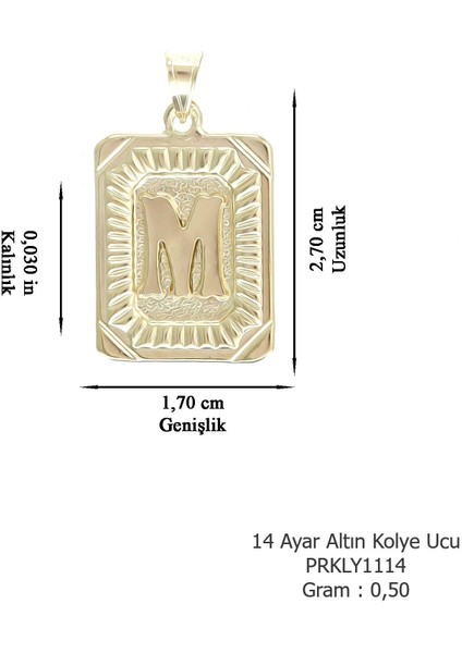 Kadın 14 Ayar Altın Dikdörtgen Model Harf Kolye Ucu modelleri