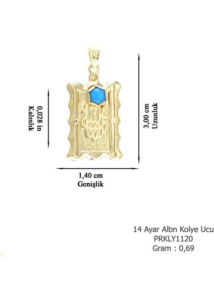 Kadın 14 Ayar Altın Maşallah'lı Mavi Taşlı Kolye Ucu