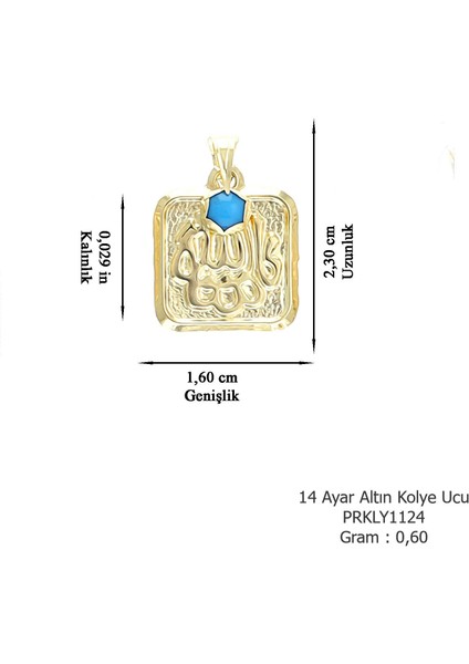 Prenses Pırlanta Kadın 14 Ayar Altın  Maşallah'lı Mavi Taşlı Kolye Ucu