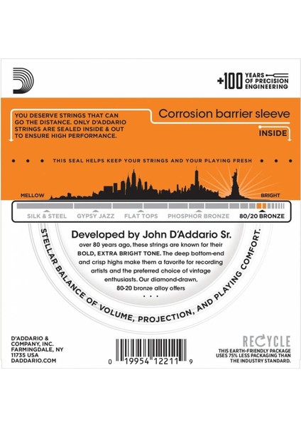 EJ10 80/20 Bronze Akustik Gitar Teli (10-47)