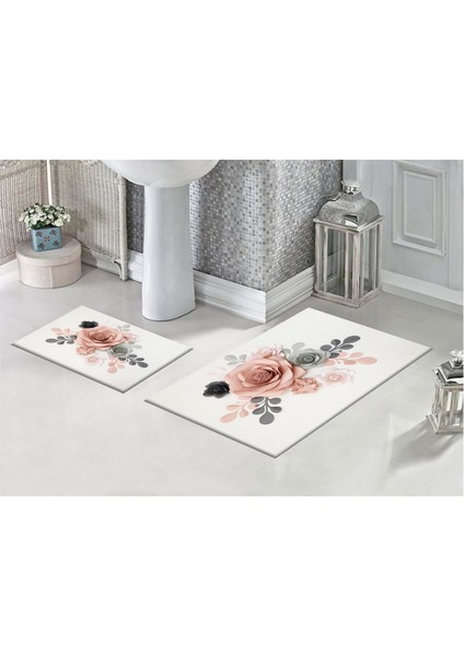 Nude Güller 3D Desenli Dijital Baskılı Banyo Paspası