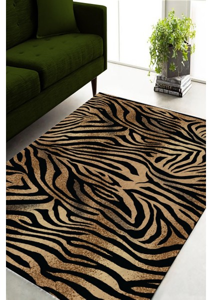 Cappio Zebra Desenli Kahverengi Halı (Makine'de Yıkanabilir)