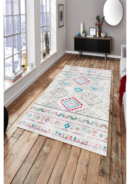 Cappio Eskitme Kilim Desenli Peru Stili Halı (Makine'de Yıkanabilir)