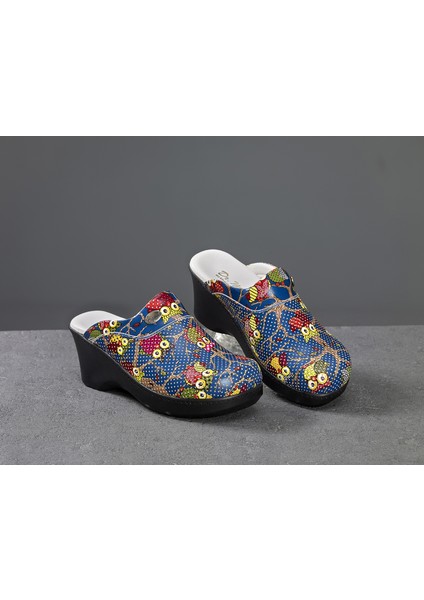 Lacivert Baykuş Temalı Ortopedi Yüksek Topuklu Medikal Sabo Terlik Hemşire Terliği Doktor Terliği Hastane Terliği