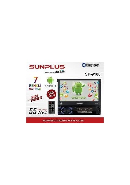 Sun Plus Oto Teyp Indash 7" 4X55W 7 Renkli Kamera Hediye Androıd Sunplus SP-9100